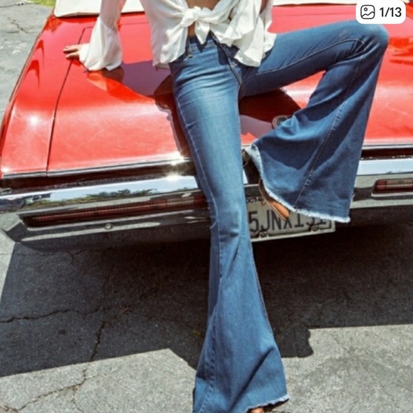 FREE PEOPLE high rise Flare leg bell bottom jeans size 29 - Picture 1 of 11